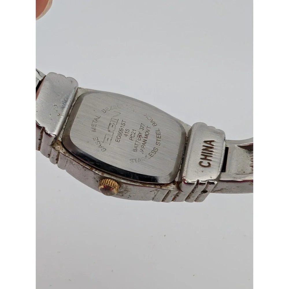 Elgin Watch Women 20mm Case MOP Dial Two Tone Bangle Band‎ Crystals- New Battery